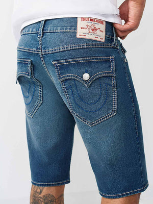 True Religion Shorts Ricky Big T Flap Medium Blue Comet Wash