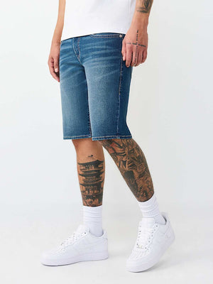 True Religion Shorts Ricky Big T Flap Medium Blue Comet Wash