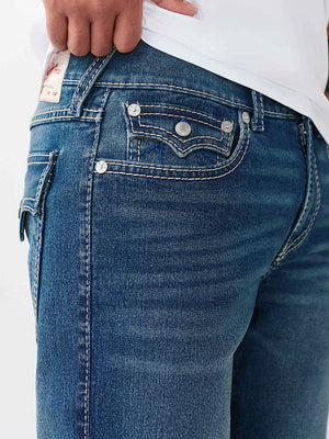 True Religion Shorts Ricky Big T Flap Medium Blue Comet Wash
