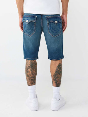 True Religion Shorts Ricky Big T Flap Medium Blue Comet Wash