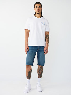True Religion Shorts Ricky Big T Flap Medium Blue Comet Wash