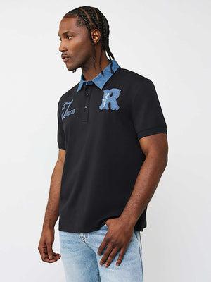 True Religion Golfer Denim Logo Jet Black