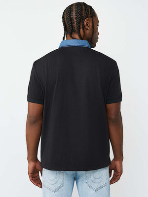 True Religion Golfer Denim Logo Jet Black