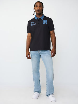 True Religion Golfer Denim Logo Jet Black