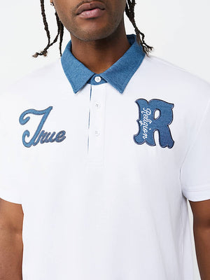 True Religion Golfer Denim Logo Optic White