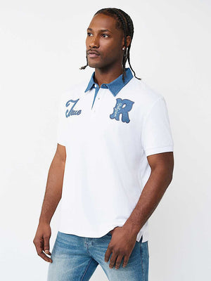 True Religion Golfer Denim Logo Optic White