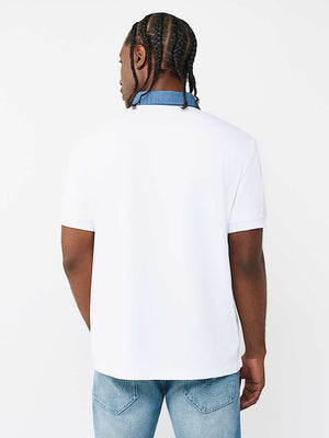 True Religion Golfer Denim Logo Optic White
