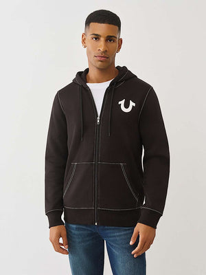 True Religion Hoodie Floating Hs Zip Jet Black
