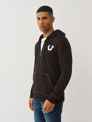True Religion Hoodie Floating Hs Zip Jet Black