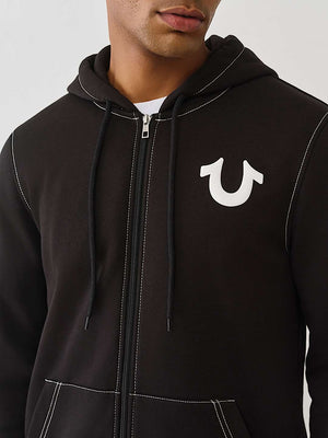 True Religion Hoodie Floating Hs Zip Jet Black