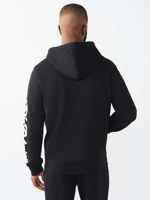 True Religion Hoodie Diagonal Zip Jet Black