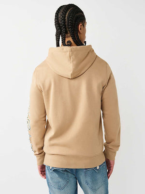 True Religion Hoodie Diagonal Zip Travertine