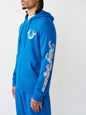 True Religion Hoodie Diagonal Zip Imperial Blue