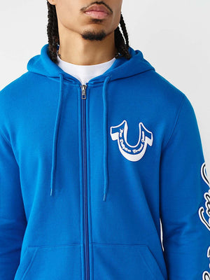 True Religion Hoodie Diagonal Zip Imperial Blue