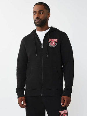 True Religion Hoodie College Hs Zip Jet Black