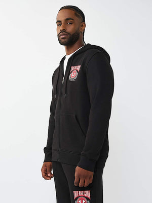 True Religion Hoodie College Hs Zip Jet Black