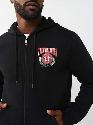 True Religion Hoodie College Hs Zip Jet Black