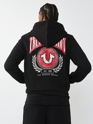 True Religion Hoodie College Hs Zip Jet Black