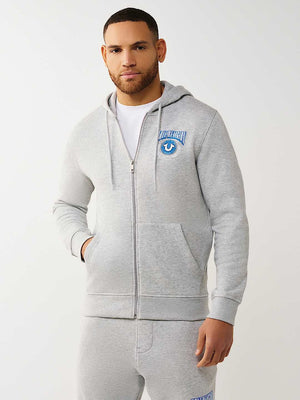 True Religion Hoodie College Hs Zip Heather Grey