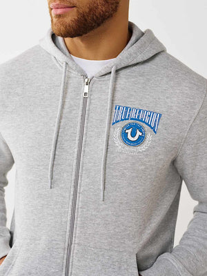 True Religion Hoodie College Hs Zip Heather Grey