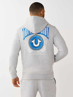 True Religion Hoodie College Hs Zip Heather Grey