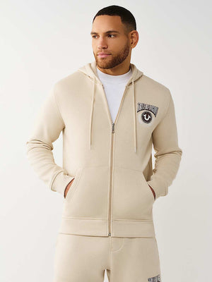 True Religion Hoodie College Hs Zip Fog Cream