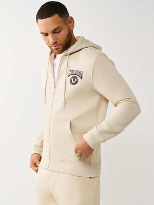 True Religion Hoodie College Hs Zip Fog Cream