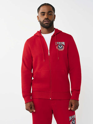 True Religion Hoodie College Hs Zip Travertine Red