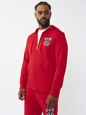 True Religion Hoodie College Hs Zip Travertine Red