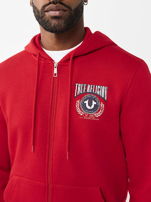 True Religion Hoodie College Hs Zip Travertine Red