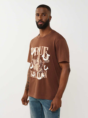 TRUE RELIGION T-SHIRT MULTI PUFF HS CHESTNUT