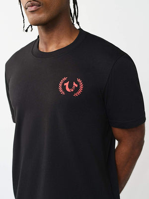 TRUE RELIGION T-SHIRT MULTI OVERLAP JET BLACK