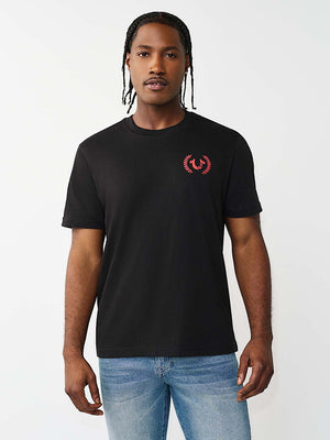 TRUE RELIGION T-SHIRT MULTI OVERLAP JET BLACK