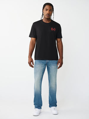 TRUE RELIGION T-SHIRT MULTI OVERLAP JET BLACK
