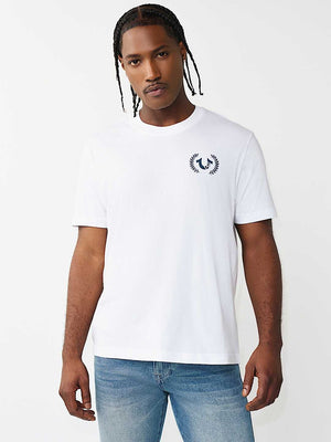 TRUE RELIGION T-SHIRT MULTI OVERLAP OPTIC WHITE