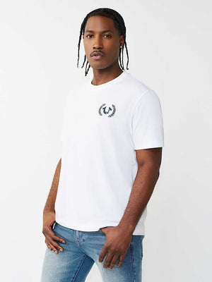 TRUE RELIGION T-SHIRT MULTI OVERLAP OPTIC WHITE