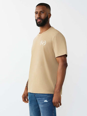 TRUE RELIGION T-SHIRT MULTI OVERLAP TRAVERTINE