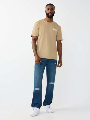 TRUE RELIGION T-SHIRT MULTI OVERLAP TRAVERTINE