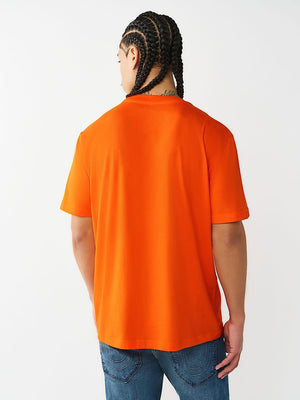 True Religion T-Shirt Puff Buddha Face Red/Orange