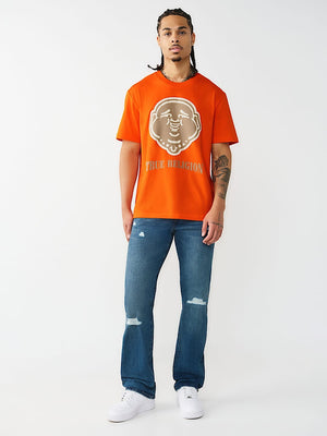True Religion T-Shirt Puff Buddha Face Red/Orange