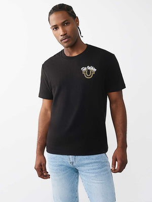 True Religion T-Shirt Glitter Puff Tr Jet Black