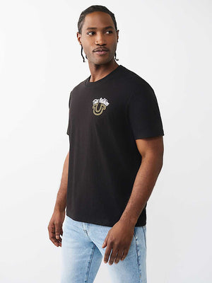 True Religion T-Shirt Glitter Puff Tr Jet Black