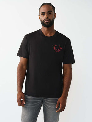True Religion T-Shirt Filled Hs Script Buddha Jet Black