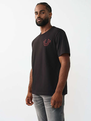 True Religion T-Shirt Filled Hs Script Buddha Jet Black