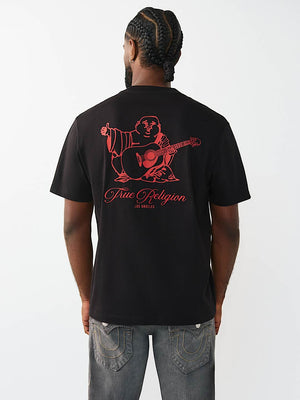 True Religion T-Shirt Filled Hs Script Buddha Jet Black