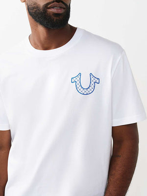 True Religion T-Shirt Filled Hs Script Buddha Optic White