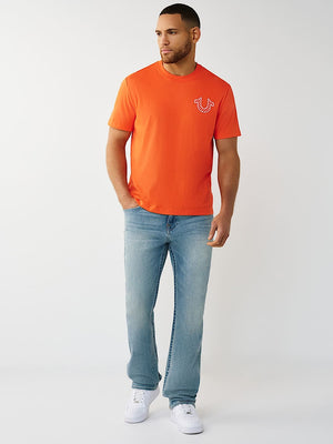 True Religion T-Shirt Filled Hs Script Buddha Red /Orange