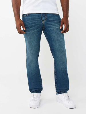 TRUE RELIGION JEANS GENO BIG T FLAP SLIM MEDIUM BLUE COMET WASH