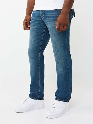 TRUE RELIGION JEANS GENO BIG T FLAP SLIM MEDIUM BLUE COMET WASH