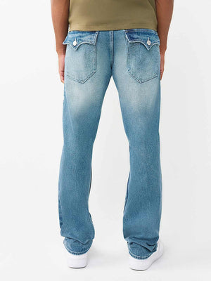 TRUE RELIGION JEANS RICKY SN FLAP STRAIGHT MEDIUM HORIZON WASH